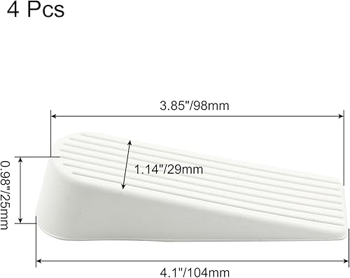 Miniatura 4 de Paquete de 4 topes de puerta de cuña, topes gruesos de goma para puerta, sin arañazos (blanco)