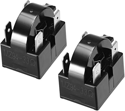 Miniatura 9 de uxcell 2 unids 22 Ohm 4 Pin Refrigerador Start Relay para Compresor Negro