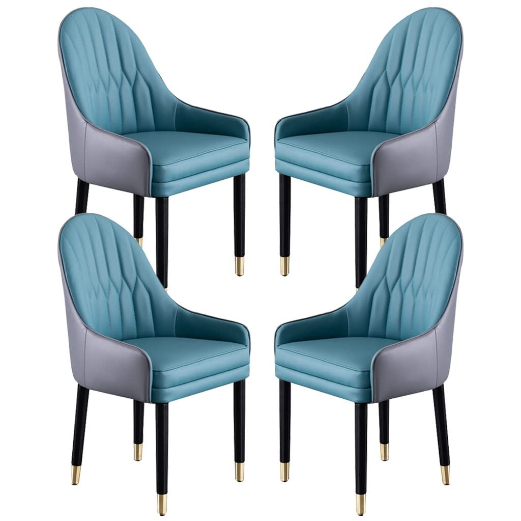 4pcs Microfiber Leather Dining Chairs With Ergonomic Backrest And Beech Wooden Legs - Kitchen Counter Lounge Reception Chair