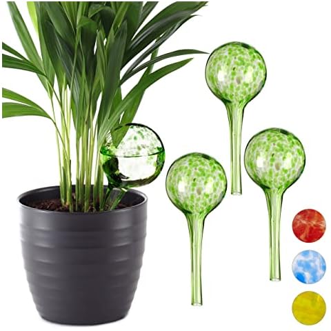 Relaxdays 4 x Bewässerungskugel im Set, dosierte Bewässerung Pflanzen u. Blumen, Gießhilfe Büro, Urlaub, Ø 6 cm Cover