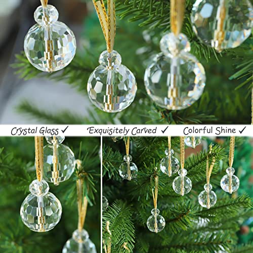 12 Pcs Clear Crystal Glass Christmas Balls Ornaments, 0.87" Mini Prism Ball Christmas Tree Decorations, Hanging Crystal Ornament Clearance For Xmas Wedding Party Home Decor(Clear) #TOP2