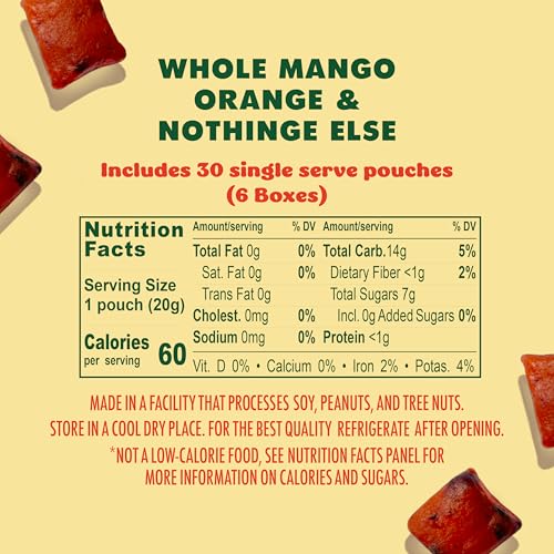 Image of SOLELY - Organic Mango & Orange Whole Fruit Gummies (Pack of 6 Boxes, 5 Bags per Box) - School Snacks - Healthy Snacks for Adults & Kids - Non GMO, Vegan Snacks, Shelf Stable - 30 Bags (3.5 oz)