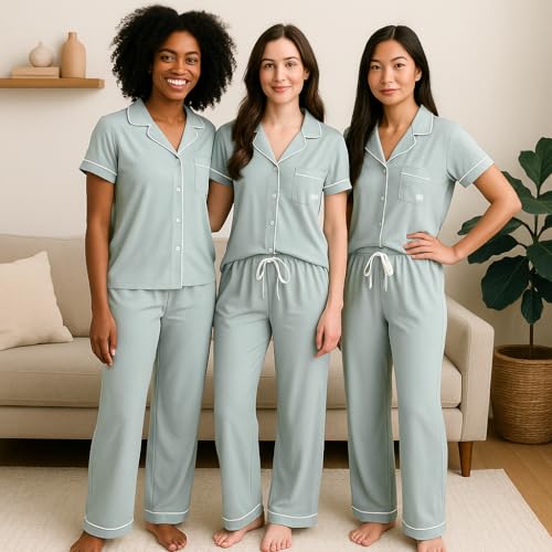 Image of BORN Pajamas for Women Set Button Down, 2 Piece Pajama Sets, Soft Womens Pajama Sets