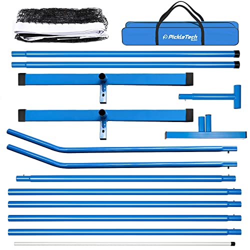 PICKLETECH - APB-PNS-Blue - Tragbares Pickleball-Netz Slim 4.0 - 6,7 m - Turniernetz - Widerstandsfähig - Mit Tragetasche - Profi-Ausrüstung für Pickleball