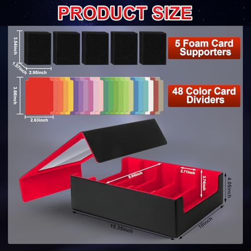 Image of AOBOPLE Trading Card Storage Box,3900+ Card Box Storage with 48 Dividers and 5 Foam Supporters PU Leather Magnetic Card Box for MTG TCG Magic and Sport Cards,Great Gift for Card Collectors