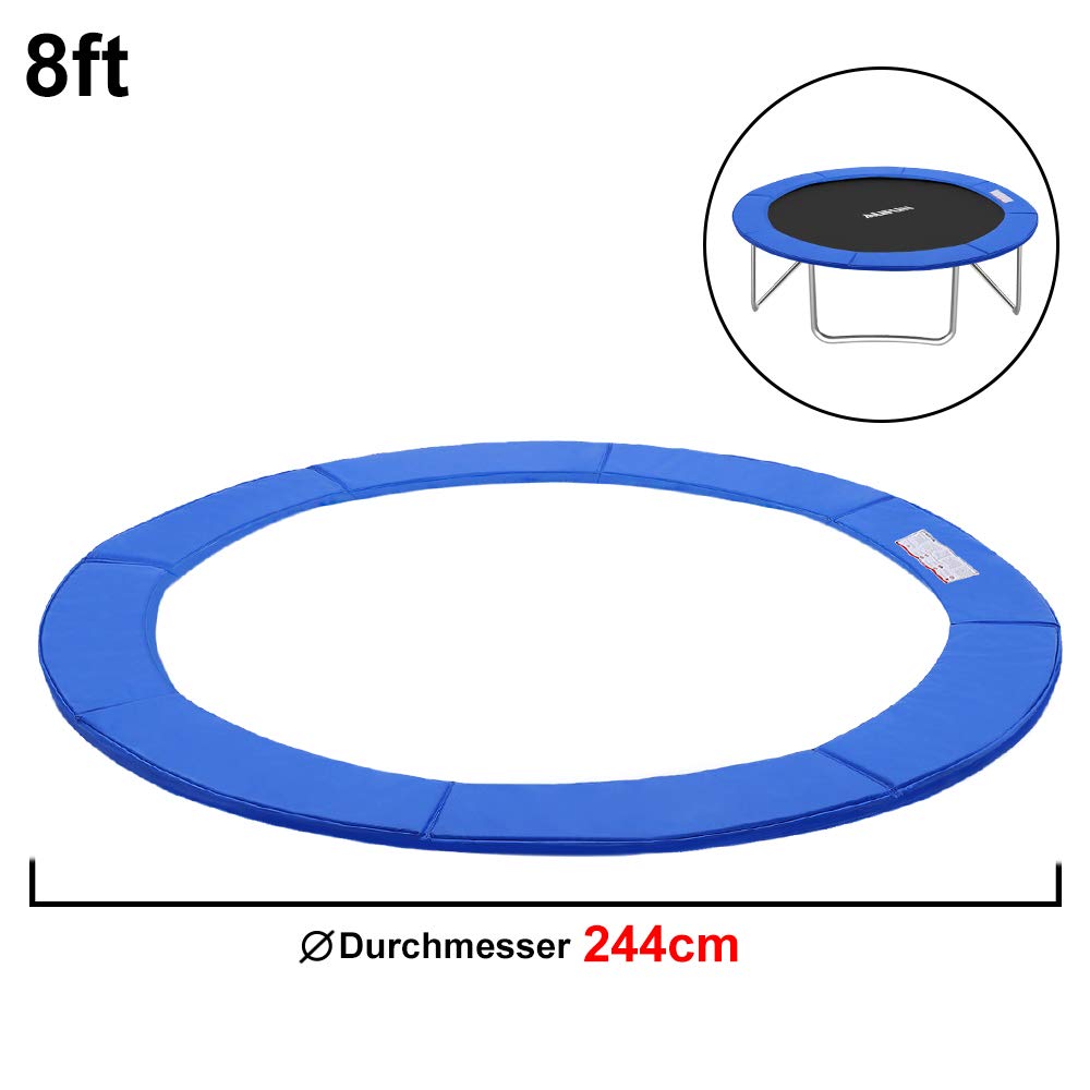 LARS360 Trampolin Randabdeckung Sicherheitsmatte Federabdeckung aus PVC PE für Ø244cm Ø305cm Ø366 cm Trampolin, UV-resistent, Reißfestes Sicherheitsmatte Randabdeckung (Blau, für Ø 244cm / 8ft)