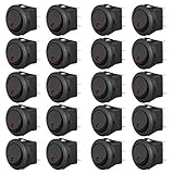 SODIAL (R) 20 botones interruptor basculante indicadora de LED luz rojo 16MM