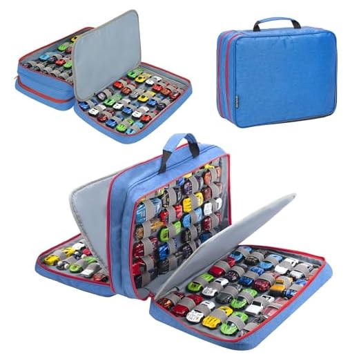 KISLANE 96 Toy Cars Storage Case Compatible with Hot Wheels, Toy Cars Organizer Storage for Mini Toys, Hot Wheels Car, Matchbox Cars, Small Dolls(Bag Only) (Blue)