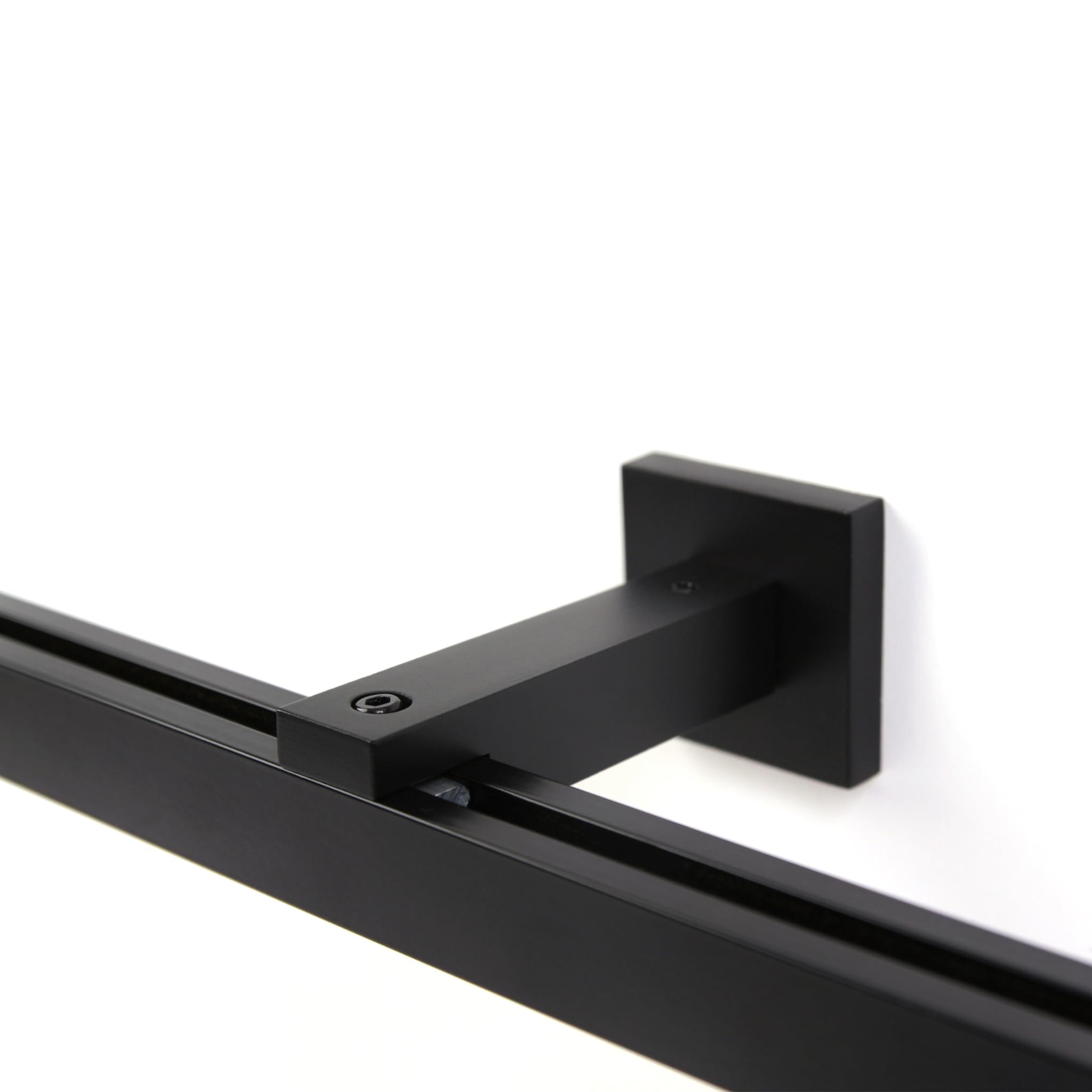 Deco-Raum Gardinenschiene Innenlauf eckig Cube 20x20 mm Schwarz matt, 130 cm, Wandmontage, auf Maß, Flächenvorhang geeignet