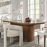 WILLIAMSPACE 79' Oval Dining Table for 6-8, Modern Wooden Kitchen Table with Pedestal Base & Thicken Table Top Farmhouse Dining Room Table for Living Room Restaurant, Easy to Assemble, Oak Finish