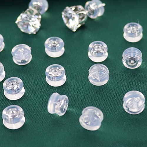 12Pcs Earring Backs 18K White Gold Earring Backs Replacements For Studs Hoops Fish Hook Droopy Hypoallergenic Soft Secure Safety Earrings Backings #TOP1