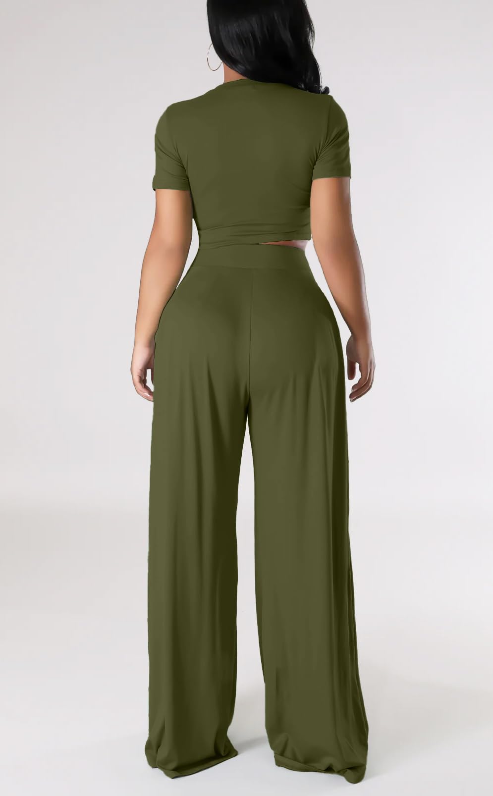 Hostoyo Hostoyo Short Sleeve Palazzo Pants Sets Moderno Mujer