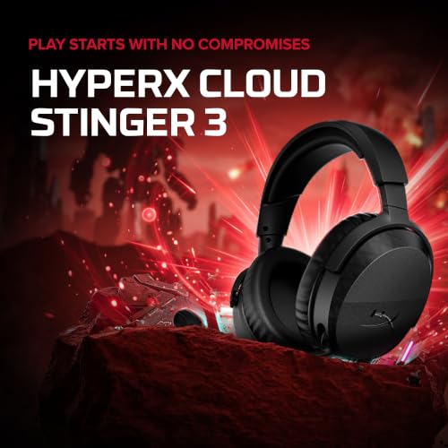 Image of HyperX Cloud Stinger 3 Core - Wired Gaming Headset, Lightweight Over-Ear Headset with mic, 3.5mm Cable, Noise Cancelling, Swivel-to-Mute Function, 50mm Drivers - Black, 275g - (BS1T5AA)