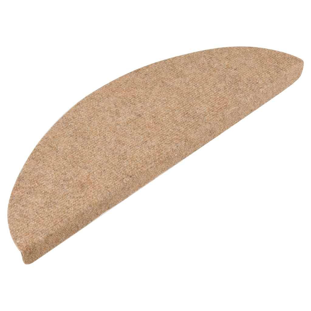 Samoprzylepne maty na schody, z filcu igłowanego, 56 x 17 x 3 cm, beżowe, antypoślizgowe, nadają się do prania, z ochroną przed schodami i hałasem, na drewniane schody, dla zwierząt domowych