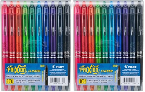 Bolígrafos Pilot FriXion Clicker Gel 10 colores 20 unidades