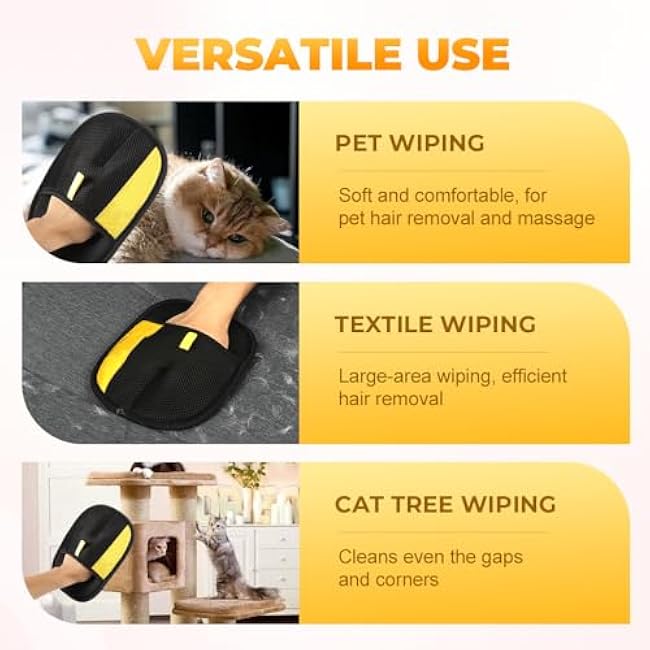 Pet Hair Remover Gloves, 2025 Upgraded Pet Grooming Gloves Hair Remover Electrostatic, Premium Efficient Hands on for Dogs, Cats & Horses (1PCS)-9JHirspk