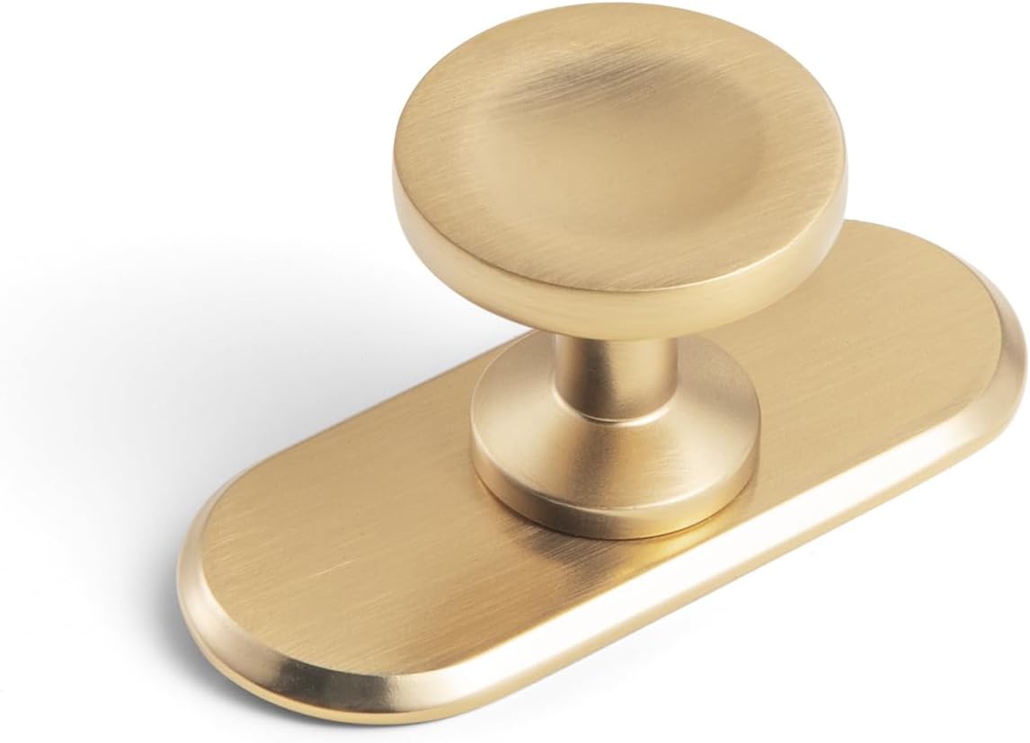 6 Pack Champagne Bronze Cabinet Knobs with Backplate, Modern Racetrack Back Plate Drawer Pulls, Solid Zinc Alloy Round Hardware for Kitchen Cupboard, Dresser, Wardrobe Renovation