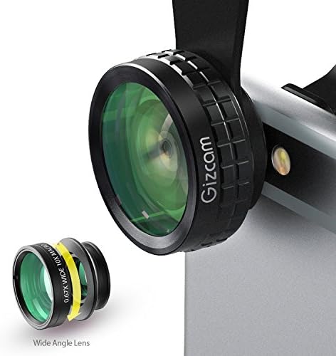 Gizcam Lenti Smartphone Obiettivo iPhone Lente Smartphone, Lente Fisheye 180 Gradi, Lente Grandangolo 0.67X, Lente Macro 10X per iPhone 6s, 5s, 6, Smartphone, iPad, Samsung, HTC etc.