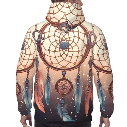 Men's Fleece Pullover Hoodie Long Sleeve Hooded Native American Dream Catcher Sweatshirt Casual Shirts With Pockets 6