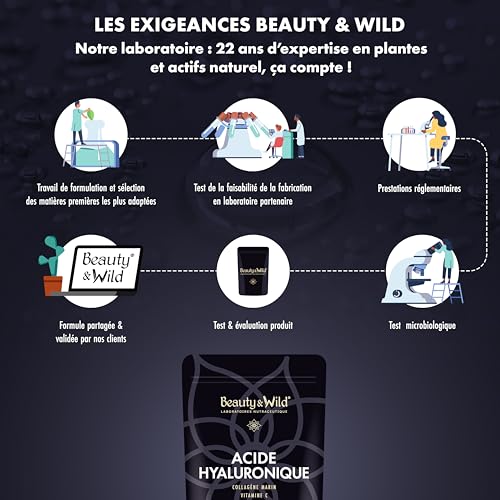 Acide Hyaluronique, Collagène Marin Naticol + Vitamine C + Vitamine E, complément alimentaire acide hyaluronique pour la peau et les articulations, 90 gélules pour 45 jours, Made in France – Image 6