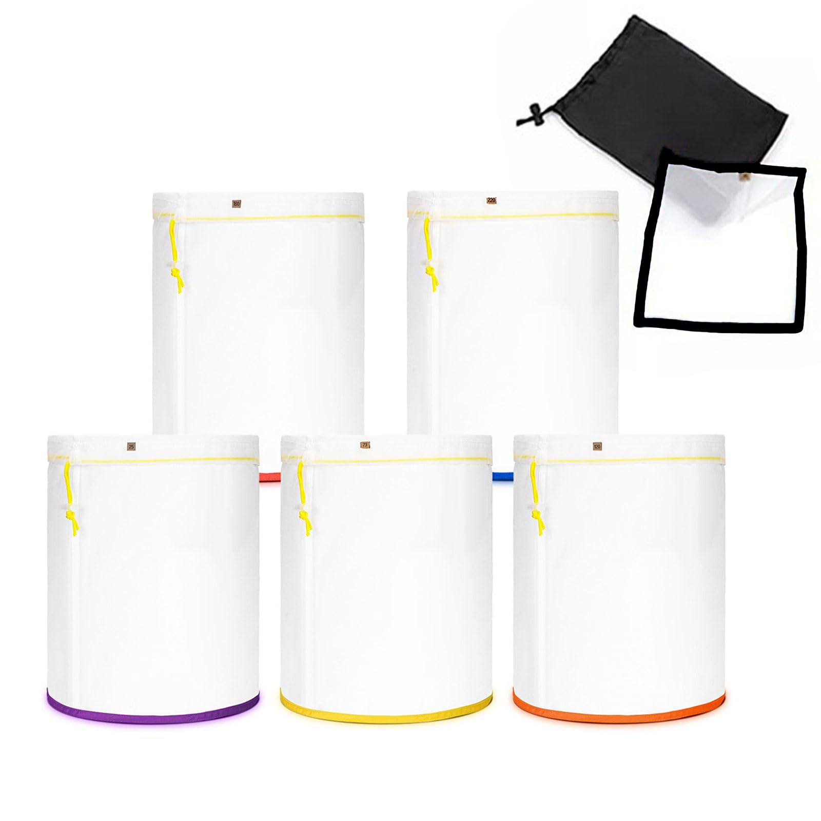 5 Bolsas De Malla De Burbujas, Juego De Bolsas De Extracción De Aceite Esencial, Bolsa De Extracción De Filtro De Hierbas De 5 Galones 25/73/120/160/220- Bolsa Para Cerveza Fruta Verdura Vino
