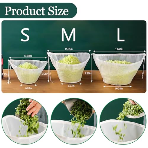 Image of Cheese Cloth Bag For Straining, Nut Milk Bag - Reusable Straining Bags For Nut Milk, Soy Milk, Dumpling Fillings, And More (3, S) (3, L)