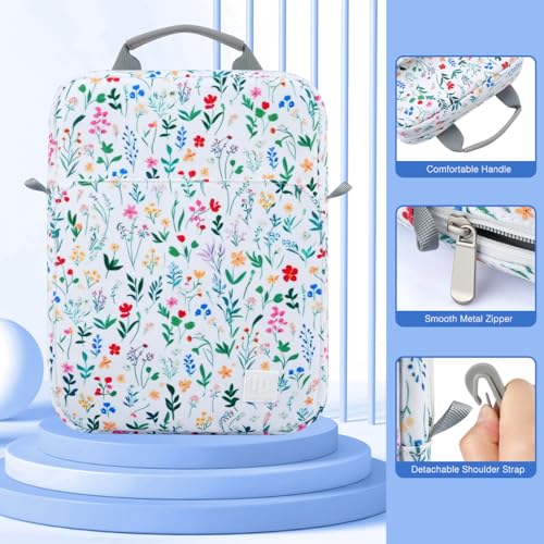 Image of Dadanism 9-11 Inch Tablet Sleeve Bag Carrying Case with Shoulder Strap for iPad (A16) 11 inch, iPad 10th Gen 10.9 inch, iPad Air M4 /Pro M5 11 inch, iPad 9 /8 /7th 10.2 inch, Galaxy Tab A11+ Plus 11 inch,Blooming Bouquet