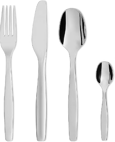 Alessi ANF06S24 Itsumo - Juego de cubiertos compuesto por seis cucharas de mesa, seis tenedores de mesa, seis cuchillos de mesa, seis cucharas de