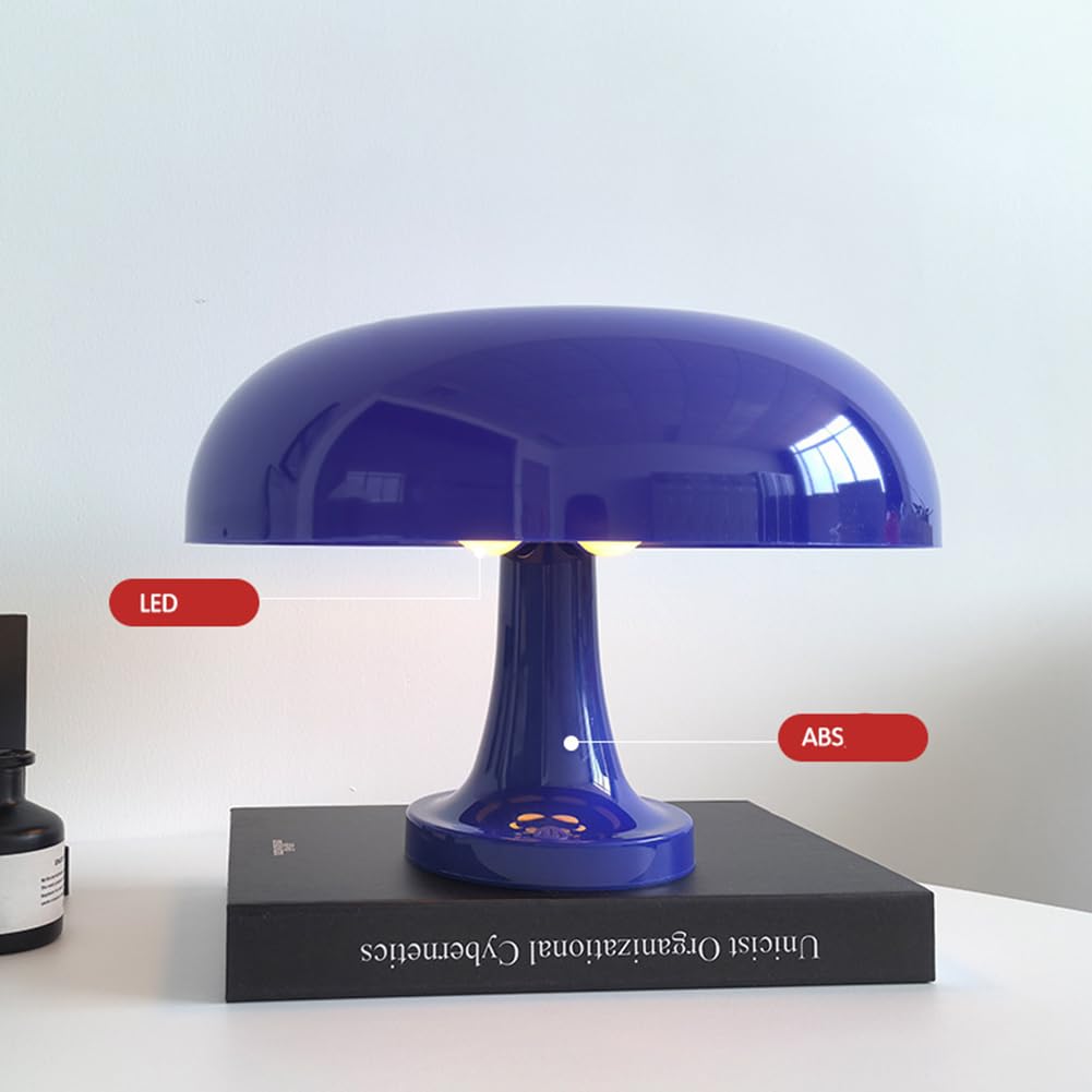 Pilz Tischlampe Kabellos Deko, LED Akku Tischlampe mit Touch Dimmbare Blaue Pilzlampe USB Aufladbar Batteriebetrieben Schreibtischlampe 3 Farben Einstellbar Nachttischlampe Mushroom Leselampe