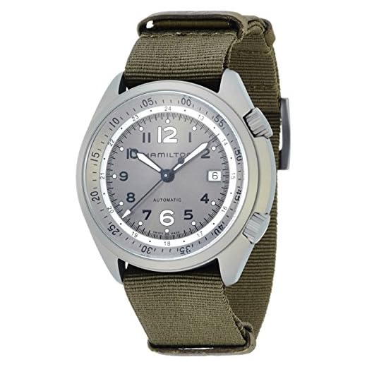 HAMILTON - Montre Homme Hamilton Khaki Pilot Pioneer Alu H80405865 Bracelet Nato Vert - H80405865