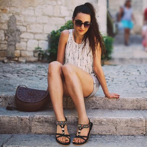 Alicegana Women's Sandals Dressy Flat: Summer Comfortable Shoes Bohemian Casual Beach Walking2