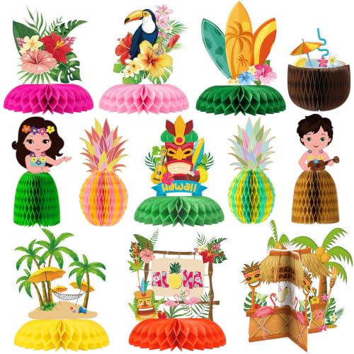 Hawaiian Luau Tropical Party Table Decorations Honeycomb Centerpieces