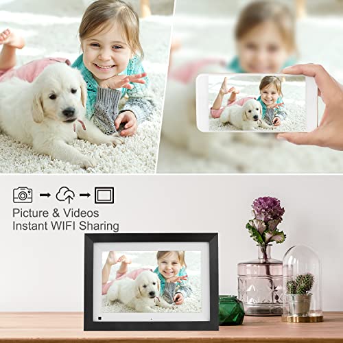 Bsimb Wifi Digital Picture Frame With Wood Effect, 16Gb Electronic Photo Frame 10.1 Inch Hd Ips Touch Screen Display, Instantly Share Photos/Videos Via App Email, Auto-Rotate, Gift For Grandparents #TOP1