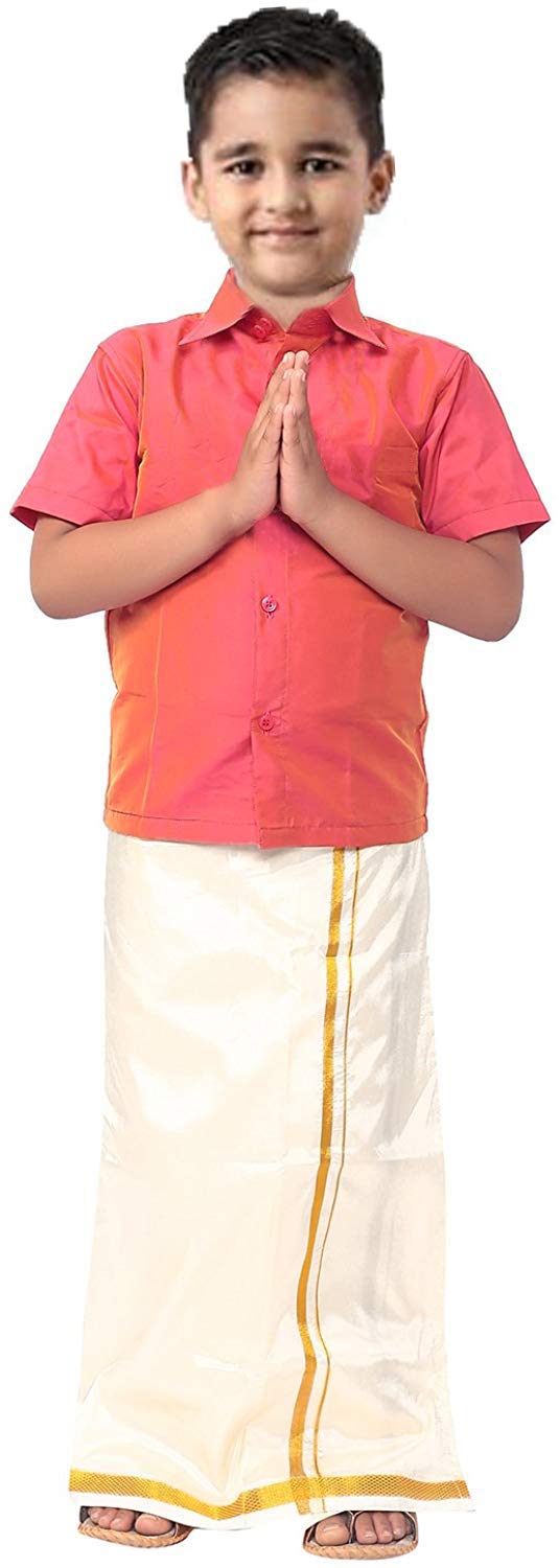 SJS King Boy's Shirt/Genxt Dhoti Regular Fit (Golden Pink, 1-2 Years) - Image 6 thumbnail