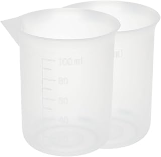 Aexit 2 Pcs Bottles & Jars 100mL School Laboratory Transparent Plastic Liquid Container Measuring Dispensing Bottles Cup Beaker
