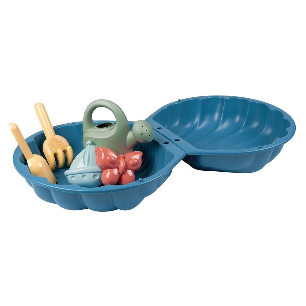Smoby Life 850210 Mini-Sandkasten mit doppelter Füllung – Gießkanne – Schaufel + Rechen – Spiel Strand – recycelter Kunststoff – ab 18 Monaten