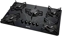 Cooktop A Gás 5 Bocas Braslar Pop Automático Preto Bivolt