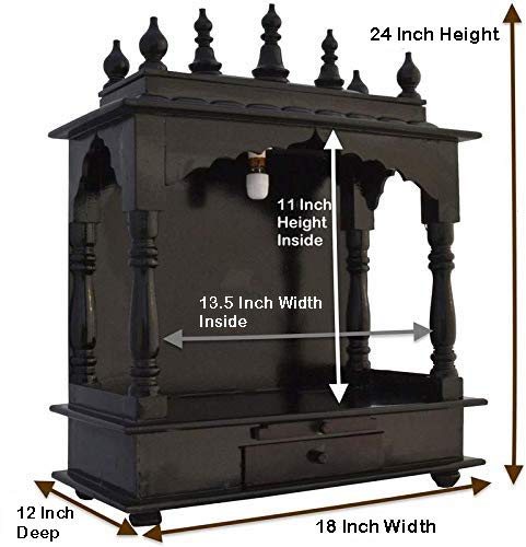 Homecrafts Handpainted Wooden Home Temple/Home mandir/god Stand for Home/Pooja Stand/Home mandap/mandapam/Pooja mandir Without Doors and Medium Size (Color-Walnut) Medium Size- 18x12x24 Inch