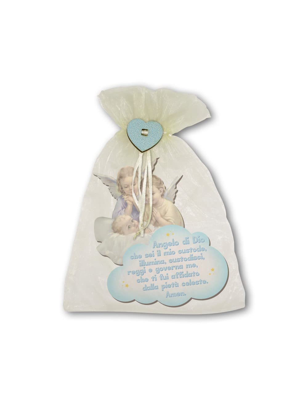 Fratelli Bonella | Quadro in legno del Bambino in culla Vegliato da due Angeli per Bambino con preghiera Angelo di Dio 11x14 cm | Made in Italy