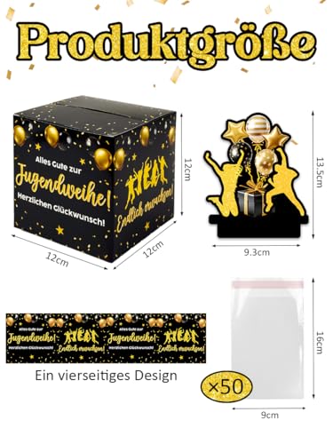 Geldgeschenk Jugendweihe Überraschungsbox - DIY Schwarz Gold Geschenk Verpackung Box, Verpackung Geldgeschenk Jugendweihe Geschenke für Mädchen & Junge