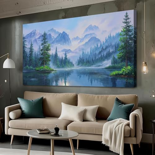 Ardemy Large Landscape Wall Art Nature Canvas Textured Forest Scenery Pictures Wall Decor Living Room Paintings Artwork Bedroom Home Office, 58"x29" 58"L x 29"W Green forest