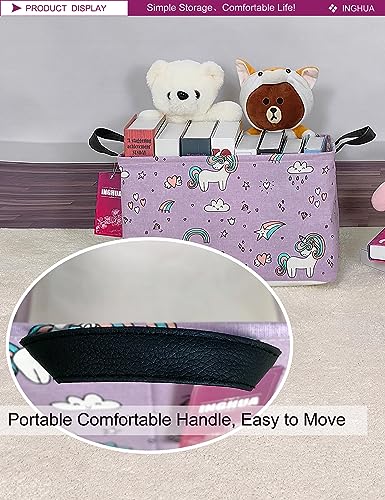 Image of Rectangular Unicorn Storage Basket | Fabric Organizer Bin for Toys,Books,Clothes,Gifts,Pets-Perfect for Home,Office,Nursery,Dorm,Shelf(Rec-Unicorn)
