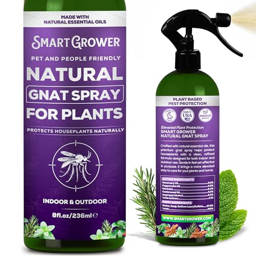 Natural Gnat Spray for Plants (8oz) – Fungus Gnat Killer for Indoor Plants – Essential Oil Plant Bug Spray – Ready to Use – Pet and Family Friendly, Houseplant Insect Control - Smart Grower