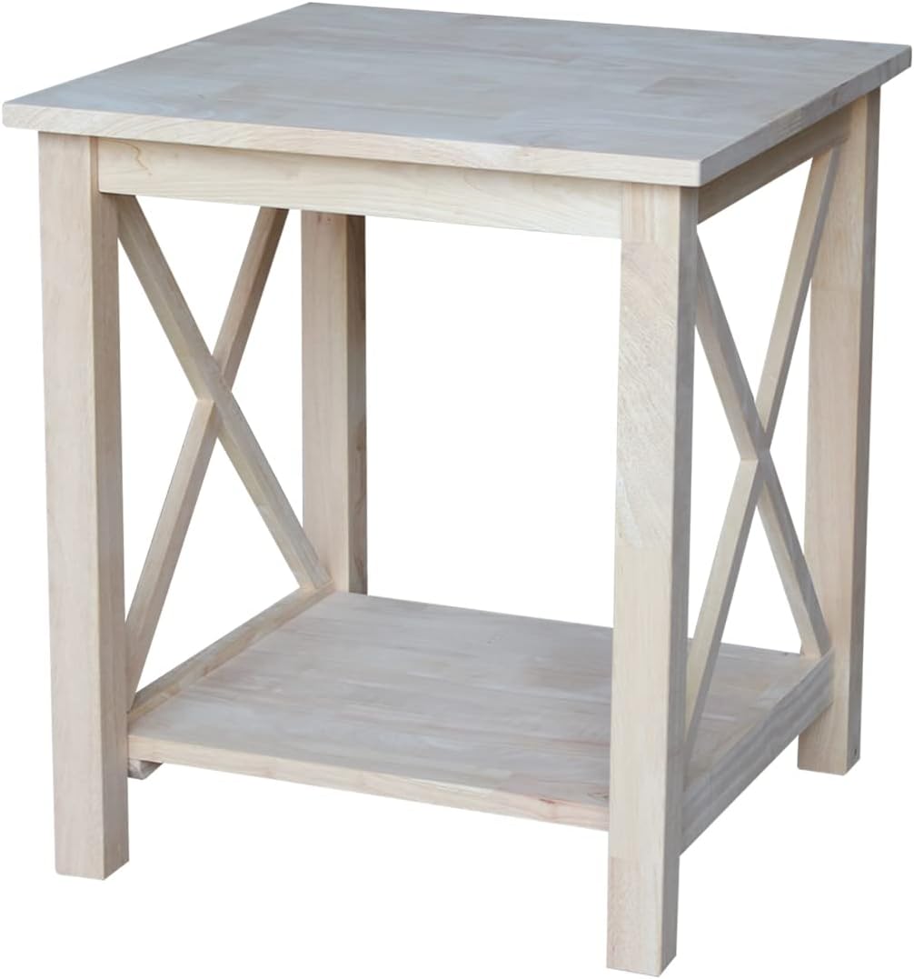 Hampton Solid Wood End Table, Unfinished