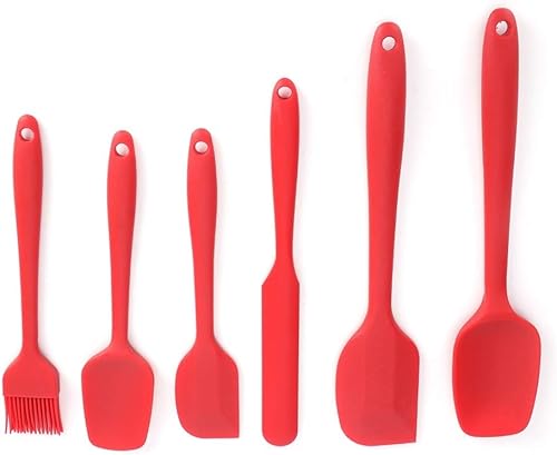 Miniatura 8 de Silicone Spatula Set 6PCS Food Grade Silicone Cooking Baking Utensils Kit with Scraper Brush Spoon for Kitchen Non Stick Cookware Heat Up to 230 Red