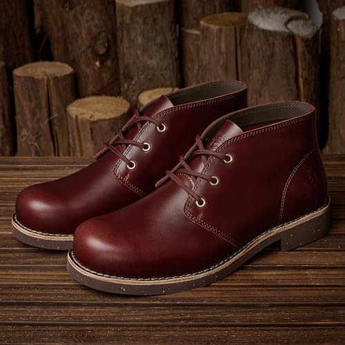 SL-Saint Handgefertigte Klassische Chukka-Stiefel Für Männer Mode Echtes Rindsleder Bequeme Schuhe 5‘’ Geschnürt (RotBraun Leder, Erwachsene, Herren, 44, Numerisch, EU Schuhgrößensystem, Breit)