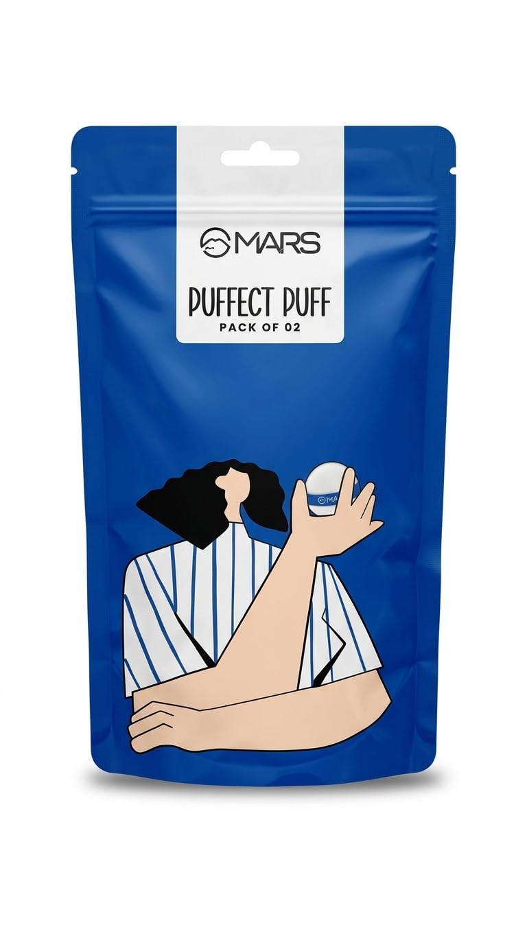 Velvet Soft Powder Puff for Loose Powder, Makeup Setting Puff with Deep Blue Ribbon, Face Compact Cushion, Latex-Free & Plush, Pack of 2 (Puffect Puff)-image-33