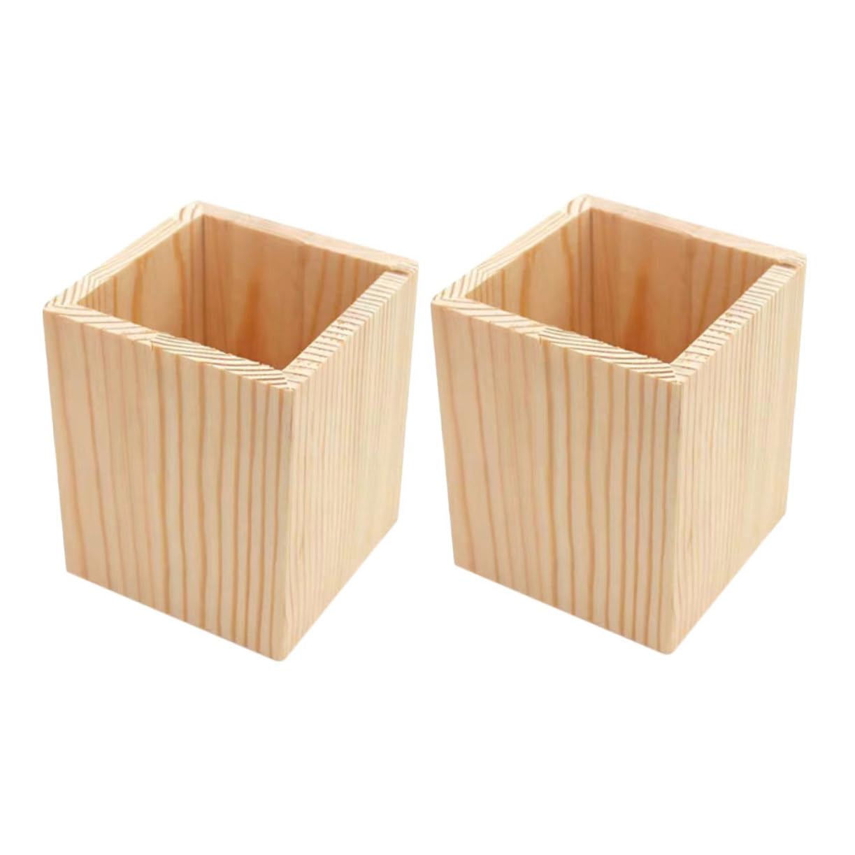 10 Pezzi Portapenne in Legno di Pino Geometrico Multifunzionale per Scrivania Organizer per Pennelli Penne e Piante Succulente Resistente e Decorativo per Ufficio e Casa