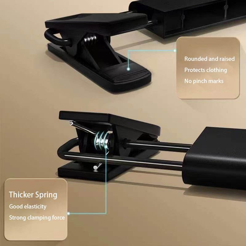Image of Adjustable Clip Hangers for Pants & Skirts, Heavy Duty Anti-Slip Strong Grip Clips, Space Saving Closet Organizer, Durable Plastic & Metal Hanger Set for Wardrobe ((Black, Pack of - 10))