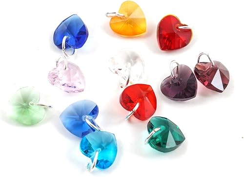 Miniatura 6 de 20 cuentas colgantes de piedra natal de diciembre de 0.394 pulgadas (0.394 in), cuentas de cristal de corazón de amor azul claro de San Valentín,